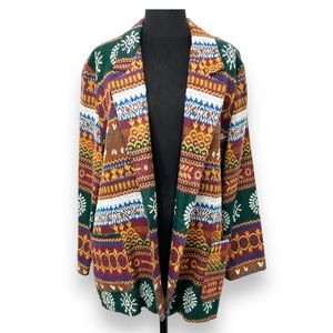 Vintage Blazer Southwestern Multicolored Womens Sz Large Fair Isle Winter Print
